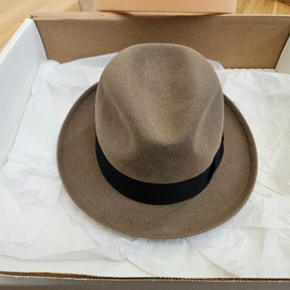 Worth & Worth BRAND NEW IN BOX Brown Madison Fedora Felt Hand Made in Italy VTG